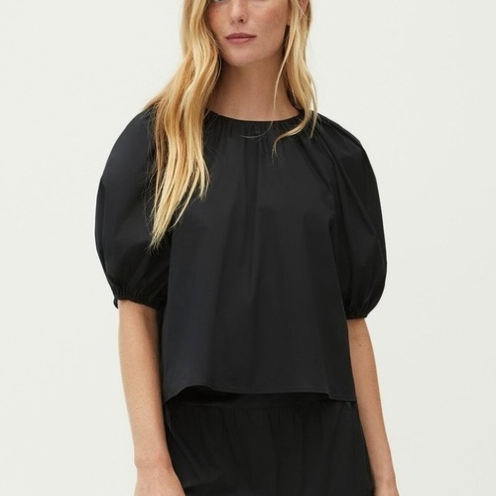 NEW RHODE ROWAN BLACK POPLIN TOP IN BLACK SIZE XS